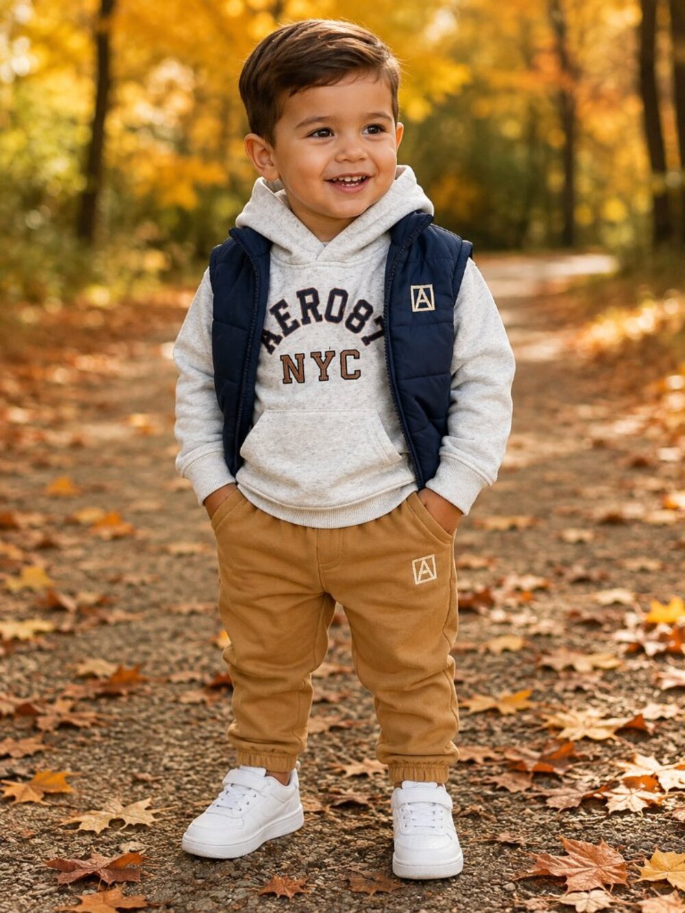 NWT Aeropostale Toddler Boys 3 Piece Jogger Set 24M Hoodie Vest Pants